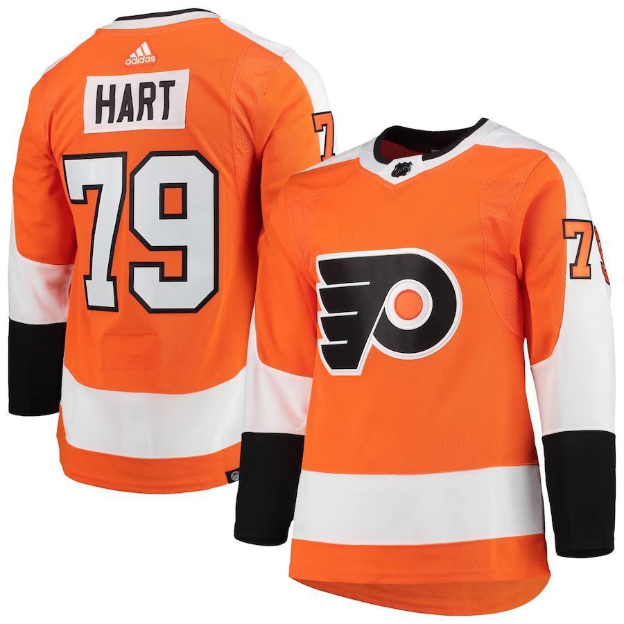 Men Philadelphia Flyers 79 Carter Hart adidas Orange Home Primegreen Authentic Pro Player NHL Jersey